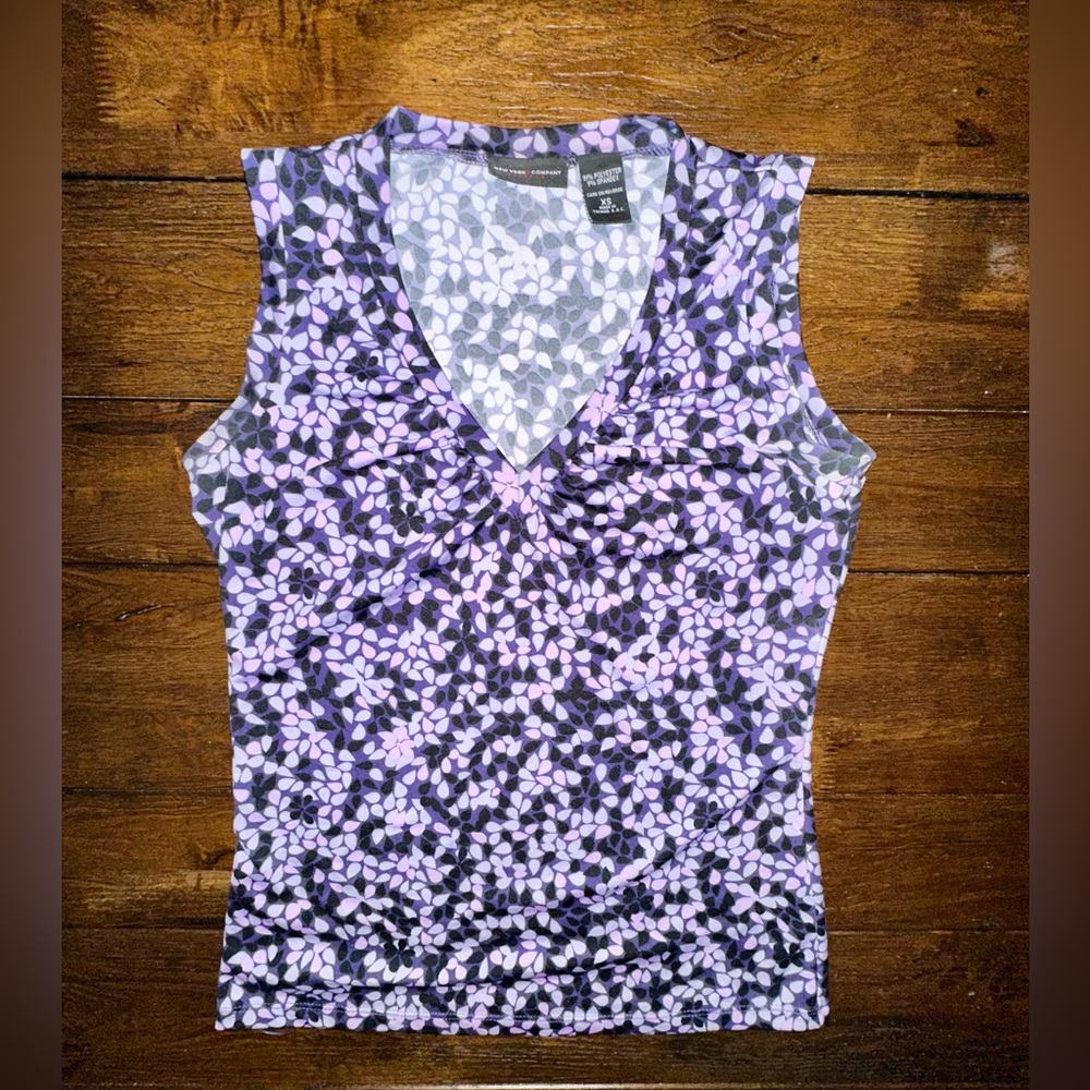 Y2K Purple Geometric Print Sleeveless Top